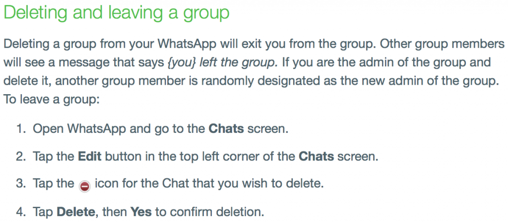 Leaving a WhatsApp Group