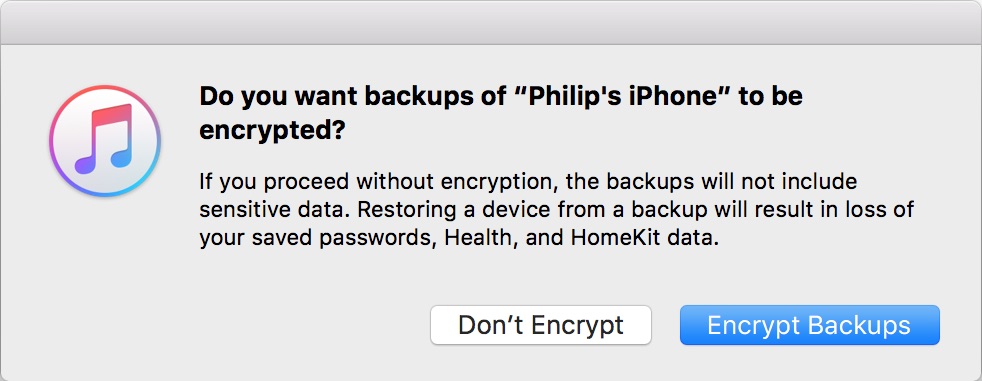 Apple Encryption Pop-Up