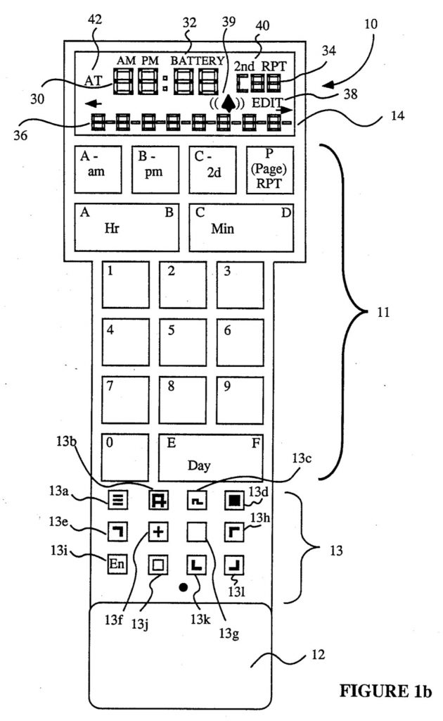 Diagram of the CL-9 CORE remote from a patent filing